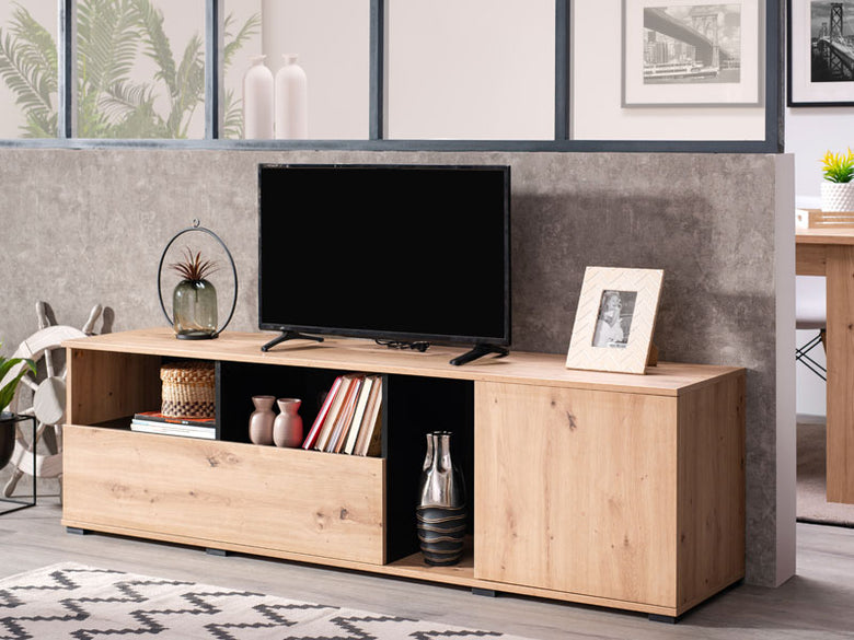 Polita Cordoba Tv Stand Artisan Oak and Black 11008246 - Forma Ideale