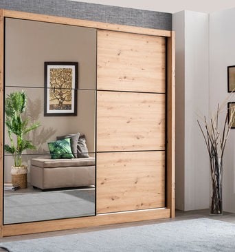Navara 215 OG 2 Sliding Door Wardrobe With Mirror Artisan Oak 11008279 - Forma Ideale