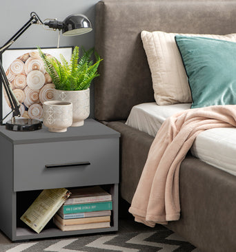 Tomy 2NO1F 2 Drawers Nightstand Graphite Grey 11008340 - Forma Ideale