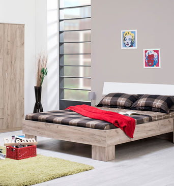 Bon 160 Double Bed Gray Oak / White 11008487 - Forma Ideale