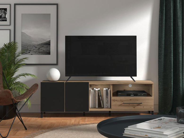 Coimbra 160 Tv Stand Oak / Black 11011208 - Forma Ideale