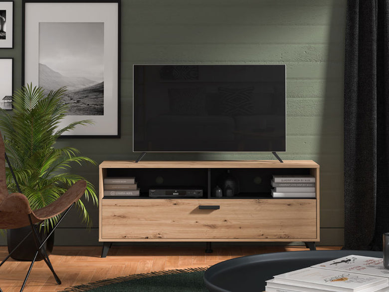 Umbria Chest Tv Stand 140 Artisan Oak \ Black 11011232- Forma Ideale