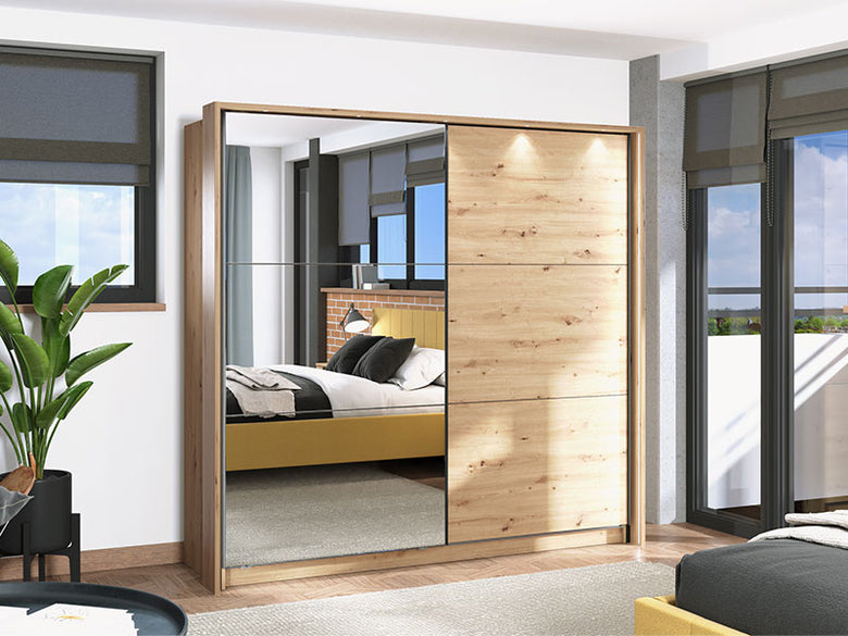 Sierra 220 Og 2 Sliding Door Wardrobe With Mirror Artisan Oak 11011510 - Forma Ideale