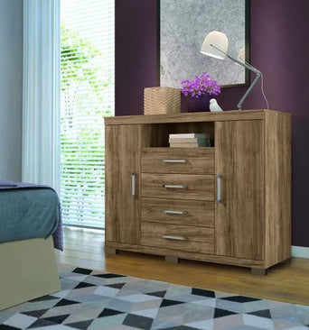 Multi-Purpose Master 4 Tirs With 2 Doors and 4 Drawers Chocolate Dresser - Santos Andira