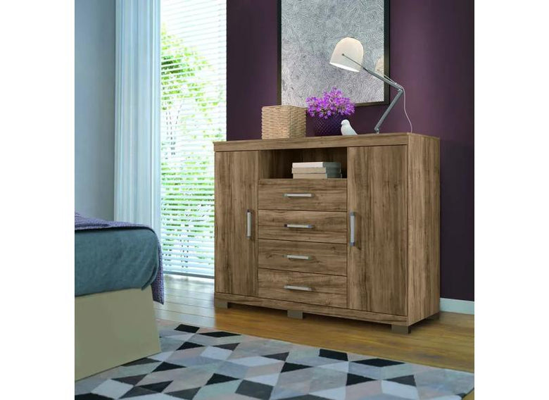 Multi-Purpose Master 4 Tirs With 2 Doors and 4 Drawers Chocolate Dresser - Santos Andira