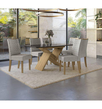 Kappesberg Table + 6 Chairs Dining Set CSJ1081FR-A031 Freijo, Matte Black, Gray