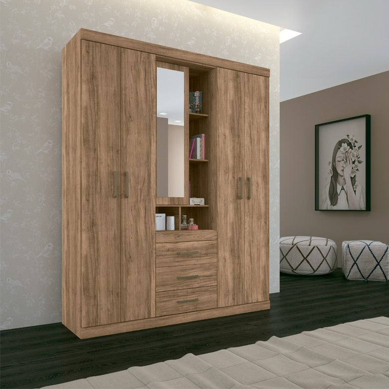 Armoire Havana Star 5.3 With Mirror Atacama 5 Doors and 3 Drawers Wardrobe