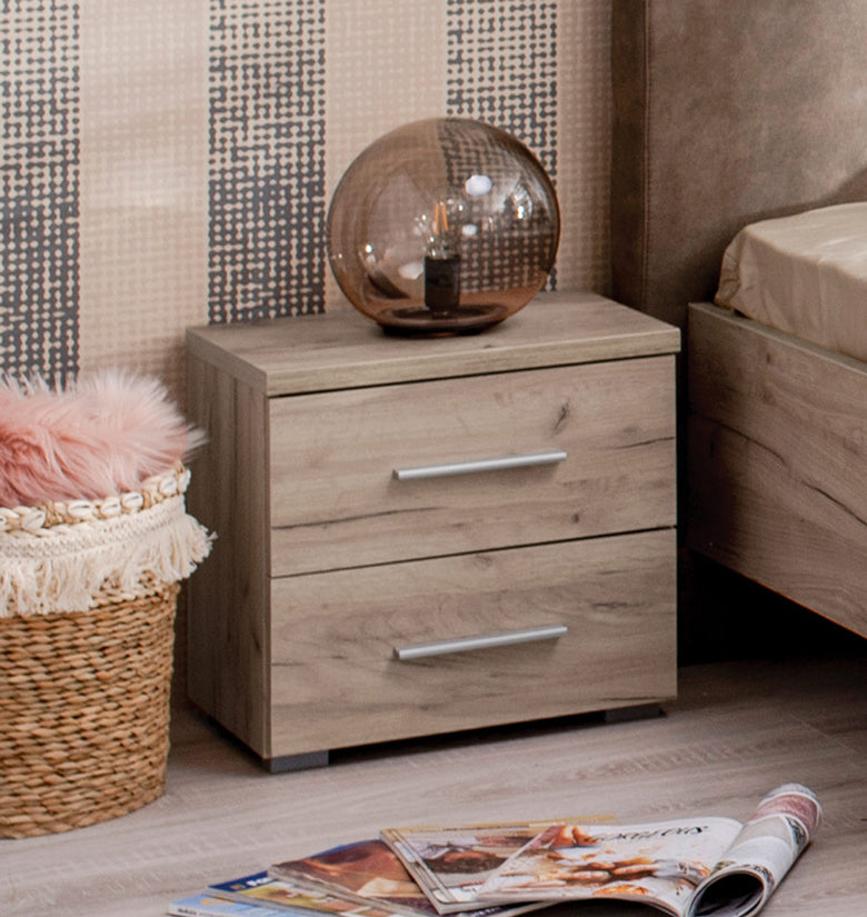 Bedside Uni NO2F Nightstand With 2 Drawers Oak 11008694 - Forma Ideale