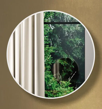 Decorative ES12 Ww 75cm Round Off-White Mirror Wall Panel