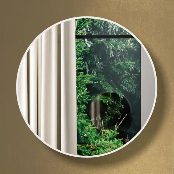 Decorative ES12 Ww 75cm Round Off-White Mirror Wall Panel