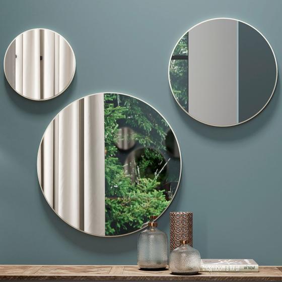 Decorative ES15 Ww Round Off White Mirror Wall Panel Set