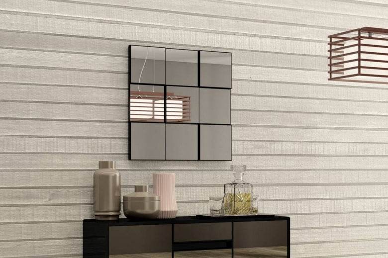 Decorative Accessories TB86 75cm Black Square Mirror Wall Panel - Dalla Costa