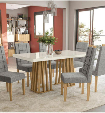 BRUNEI Table + 6 Chairs Dining Set CSJ1211EA-A031 Gray - Kappesberg