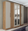 Montreal 6 Doors and 4 Drawers Couple Wardrobe With Mirror 2021R-355 Off White Natural / Rustic Cinnamon - Mass Atualle