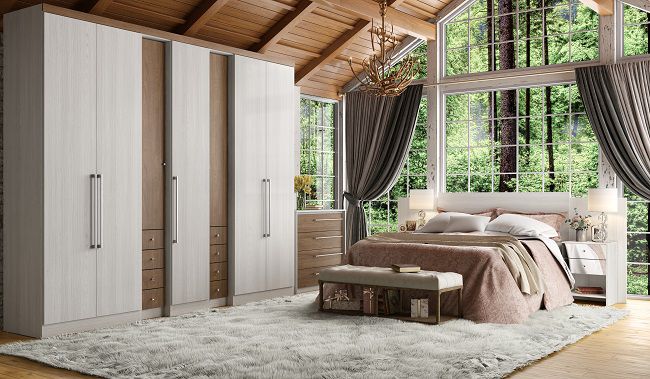 Selecto Plus Glass 7 Doors Wardrobe With Mirror Teka / Rustic- 4838