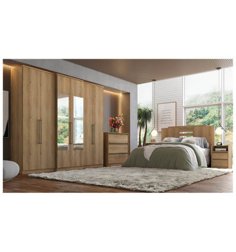 Bavaria Glass 6 Doors Wardrobe With Mirror Capuccino - 5749