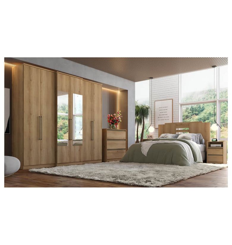 Bavaria Glass 6 Doors Wardrobe With Mirror Capuccino - 5749