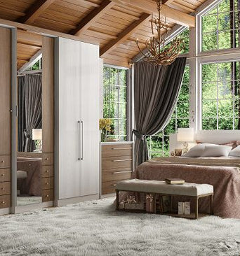 Absolut Plus Glass 7 Doors And 8 Drawers Wardrobe With Mirror Teka / Oak 4544