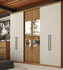 Presence Glass 6 Doors Wardrobe With Mirror Almendra / Off-White - 5725