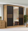 3 Sliding Doors And 3 Drawers Wardrobe J576-FRPRF Freijo/Matte Black - Kappesberg