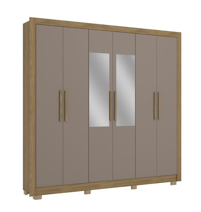 Wardrobe With 6 Doors 4 Drawers And Mirror CB05M569-NGFE Nogueira/Fendi - Kappesberg