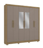 Wardrobe With 6 Doors 4 Drawers And Mirror CB05M569-NGFE Nogueira/Fendi - Kappesberg