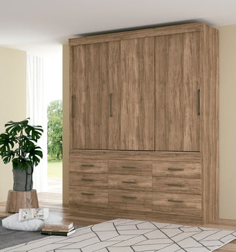 Armoire Click 3.9 Matte Atacama 3 Sliding Doors And 9 Drawers Wardrobe